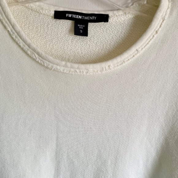 Fifteen Twenty Long Sleeve Raw Hem Top S French Terry Scoop Sweatshirt Cream - Picture 12 of 14